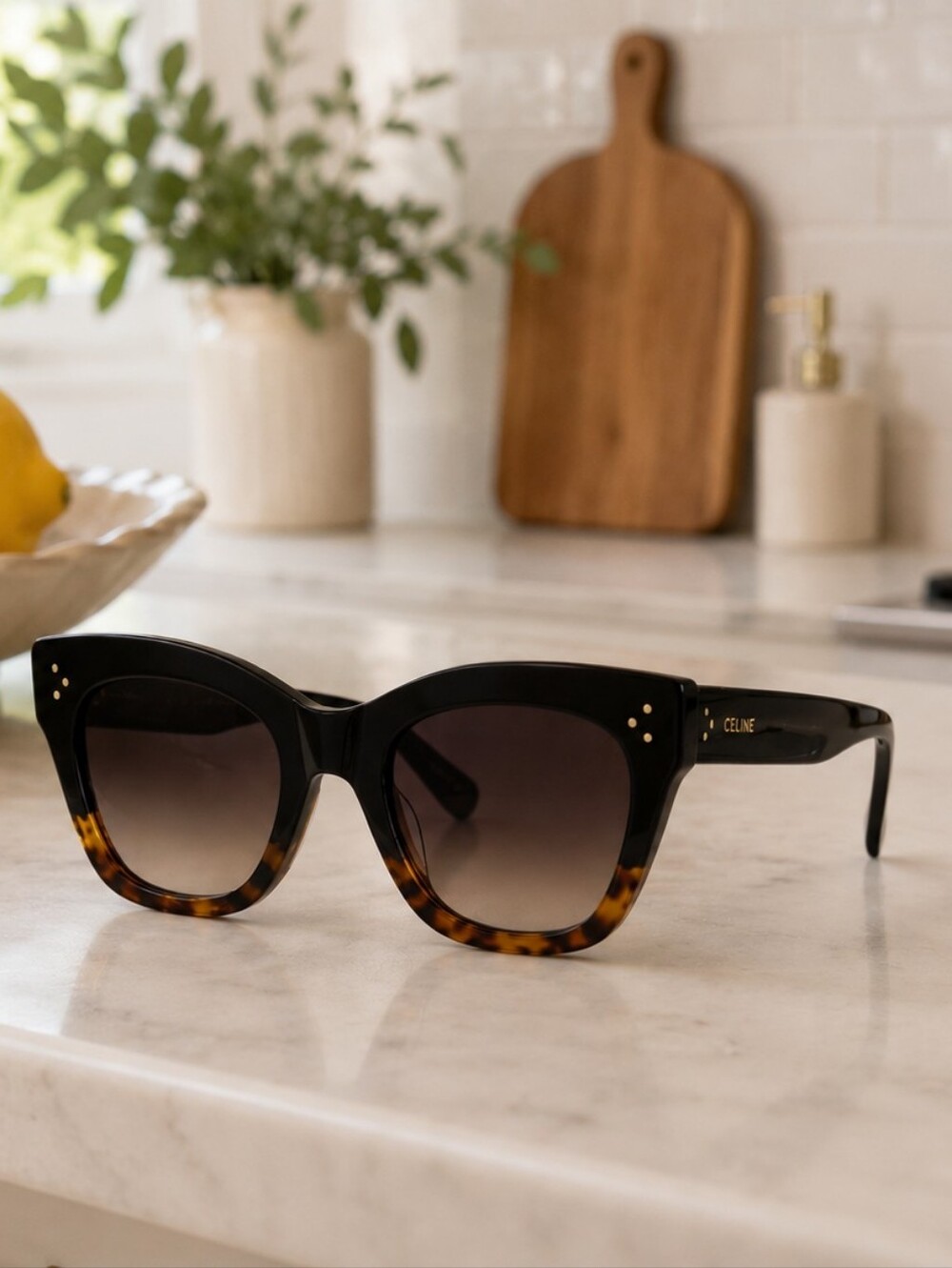 CELINE CL40004I Cat Eye Sunglasses Black Tortoise Gradient Lenses Italy Designer - Picture 4 of 11